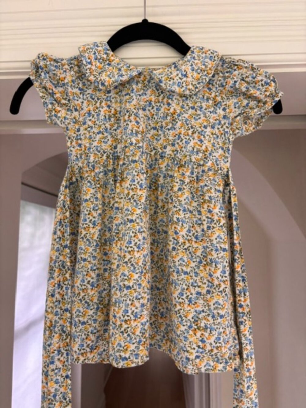 SERAPHINA short sleeved ditsy floral dress w/ peter pan collar and back bow